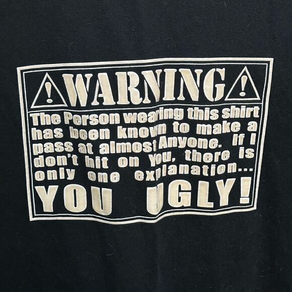 VTG “Warning You Ugly” T Shirt Large - Picture 2 of 4